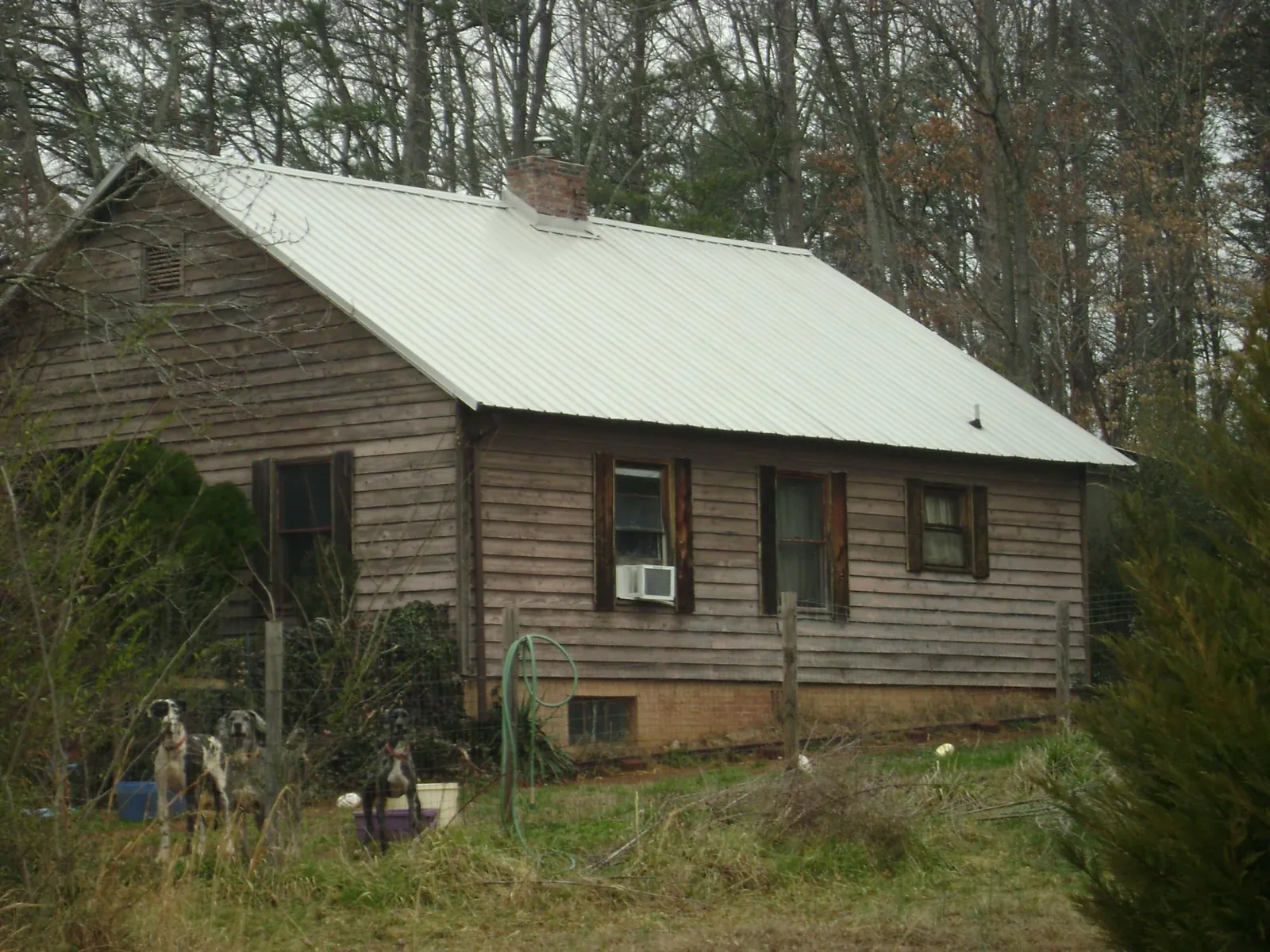 White metal roof on an old wood sided farmhouse, from a Metal Roof Installation job in Deferiet